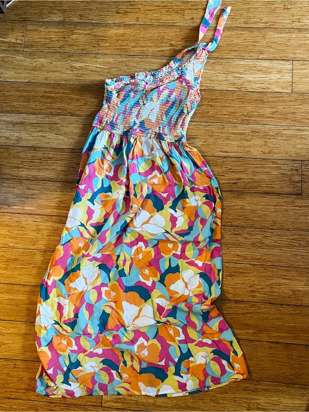 Japna One-Shoulder Colorful Floral Maxi Dress